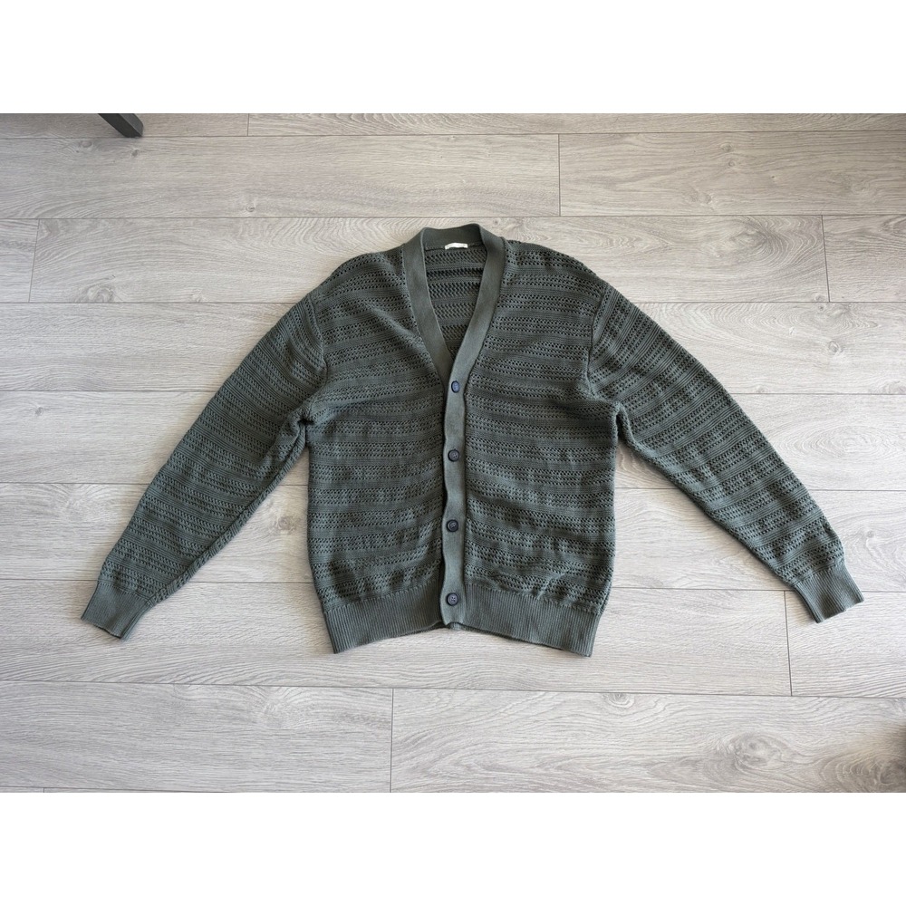 GU Japan Men's Olive Green Cardigan Medium EXCELLENT